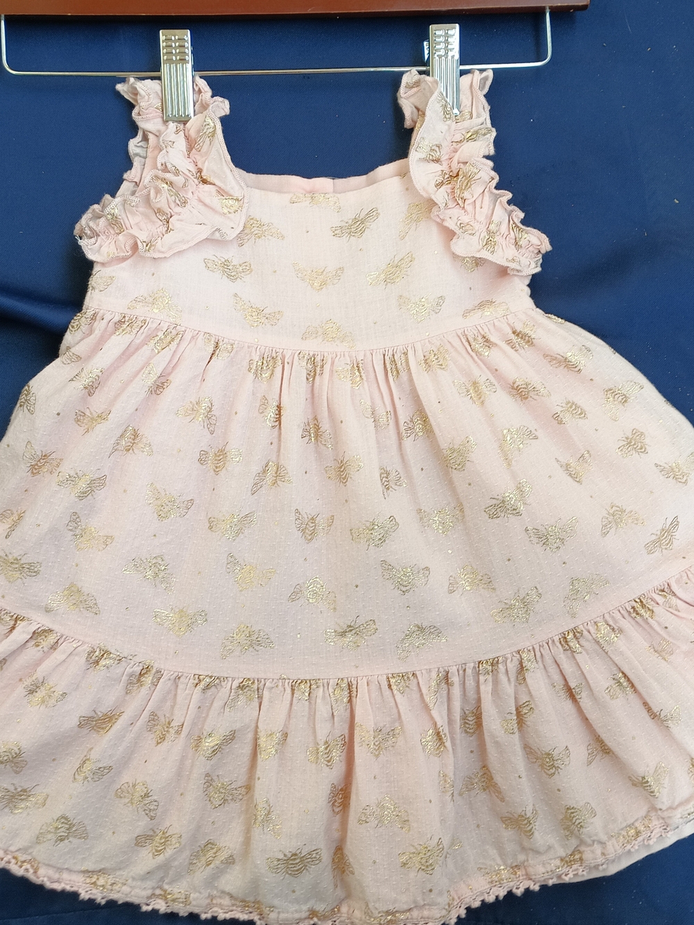 Max Studio Kids Pink Gold Butterfly Dress 18M Toddler Tiered Ruffle